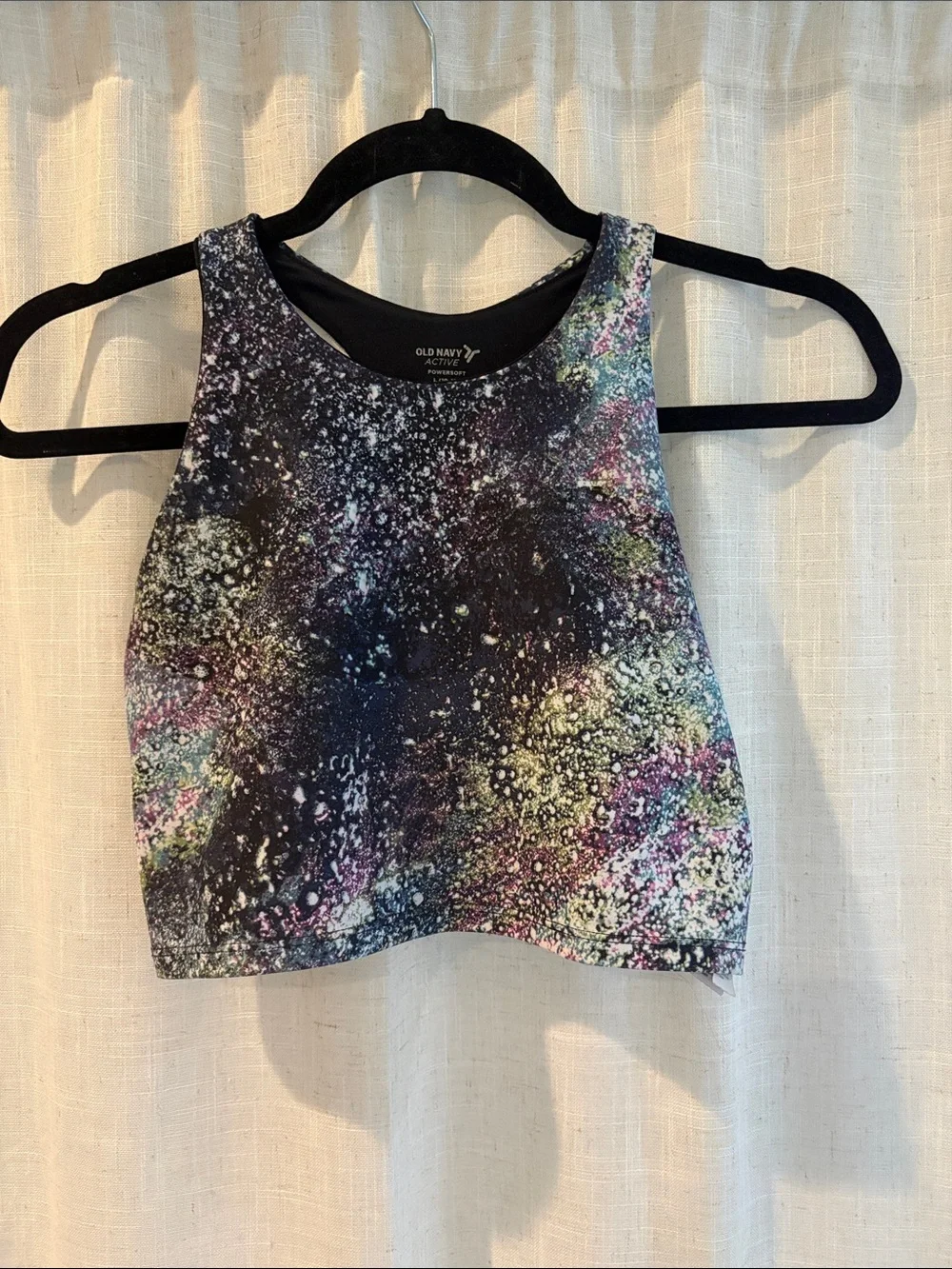 Old Navy Girls PowerSoft Longline Sports Bra Galaxy Splatter Top Size L (10-12)